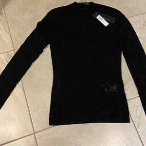 New VERSACE Women's Animalier Knit Top In Black
